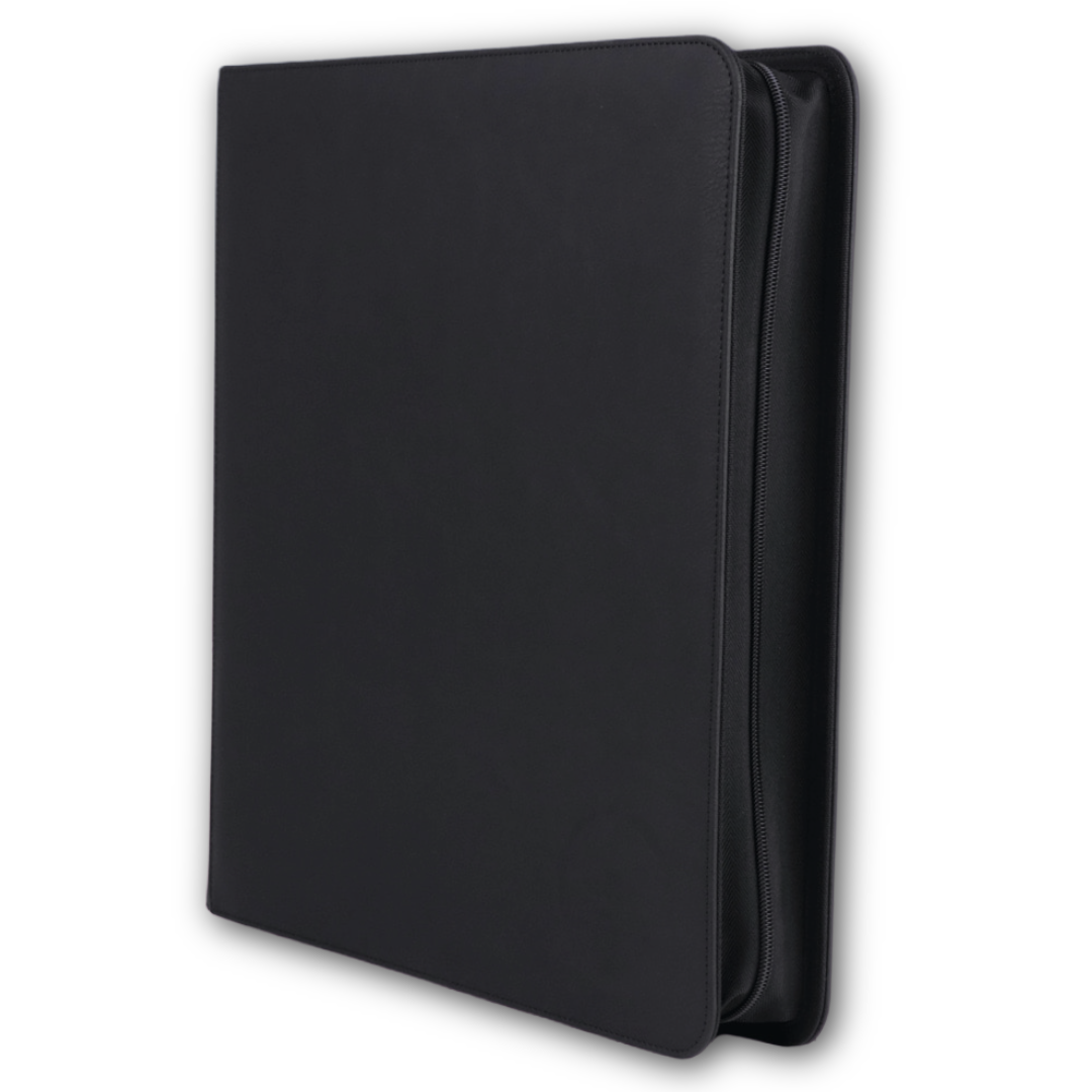 a closed showcase pro elite collector binder pictured from the back