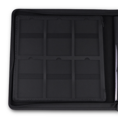 The front page of the Showcase Pro Elite Collector Binder showing where Graded cards fit into the binder With protective mesh